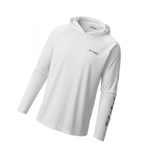 Bluza z Kapturem Columbia PFG Terminal Tackle Tall Męskie Białe | 95PSCABXL