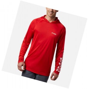 Bluza z Kapturem Columbia PFG Terminal Tackle Tall Męskie Czerwone Białe | 47VENGUHA