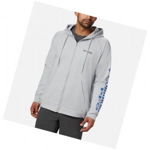 Bluza z Kapturem Columbia PFG Terminal Tackle Fleece Full Zip Męskie Szare Niebieskie | 43EDNAZHW