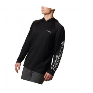Bluza z Kapturem Columbia PFG Terminal Tackle Męskie Czarne Szare | 93YTKCLNW