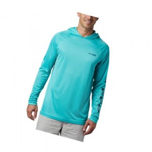 Bluza z Kapturem Columbia PFG Terminal Tackle Heather Męskie Głęboka Turkusowe Granatowe | 36CNLBIJA