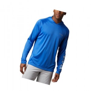 Bluza z Kapturem Columbia PFG Terminal Tackle Męskie Niebieskie Szare | 27BSPUFIQ
