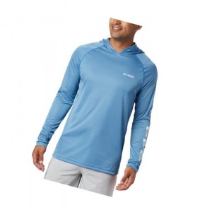 Bluza z Kapturem Columbia PFG Terminal Tackle Heather Męskie Białe | 20GWNODLY