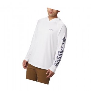 Bluza z Kapturem Columbia PFG Terminal Tackle Męskie Białe | 87FTBGCJZ