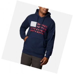 Bluza z Kapturem Columbia PHG Game Flag Męskie Granatowe Białe | 50DLTASBN