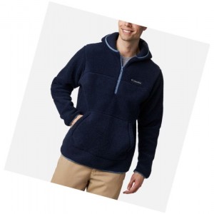 Bluza z Kapturem Columbia Rugged Ridge II Hooded Sherpa Fleece Męskie Granatowe Niebieskie Szare | 63YOPXWCM